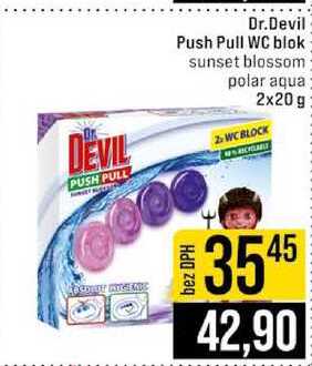 Dr.Devil Push Pull WC blok sunset blossom polar aqua 2x20 g