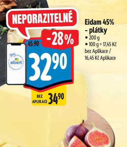   Eidam 45% - plátky  200 g 