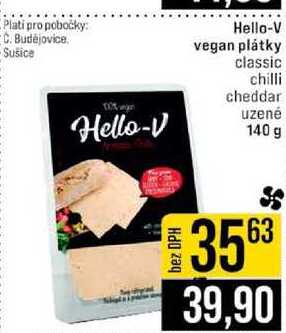 Hello-V vegan plátky classic chilli cheddar uzené 140 g 