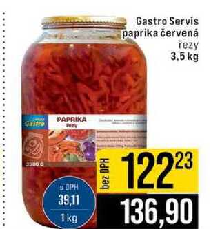 Gastro Servis paprika červená řezy 3,5 kg