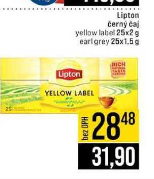 Lipton černý čaj yellow label 25x2 g earl grey 25x1,5 g 