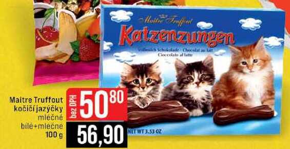 Maitre Truffout kočičí jazýčky mléčné bílé+mléčné 100 g 