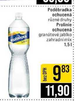 Poděbradka ochucená různé druhy Prolinie ochucená granátové jablko zahradní mix 1,5l