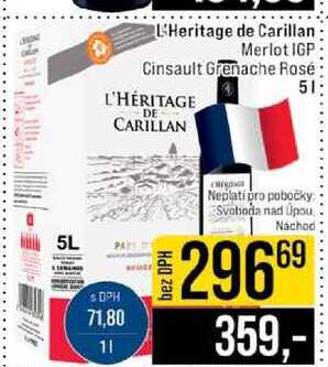 L'Heritage de Carillan Merlot IGP Cinsault Grenache Rosé 5l