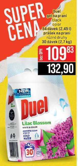 Duel gel na prani black color 54 dávek (2,45l) prášek na praní různé druhy 30 dávek (2,7 kg) 
