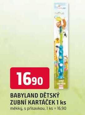 BABYLAND DĚTSKÝ ZUBNÍ KARTÁČEK 1 ks měkký, s přísavkou