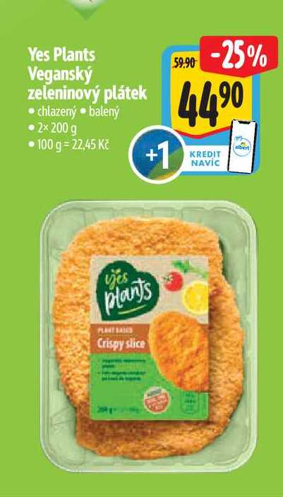 Yes Plants Veganský zeleninový plátek  2x200 g