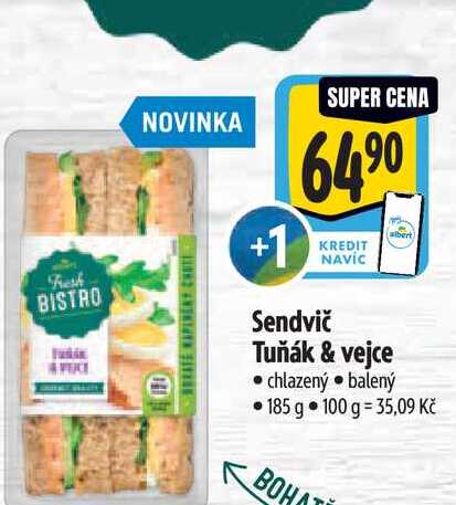  Sendvič Tuňák & vejce 185 g