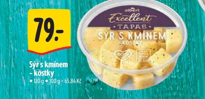 Sýr s kmínem -kostky 120 g 
