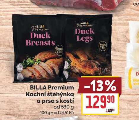 BILLA Premium Kachní stehýnka a prsa s kostí od 530 g