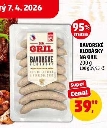 BAVORSKÉ KLOBÁSKY NA GRIL, 200 g