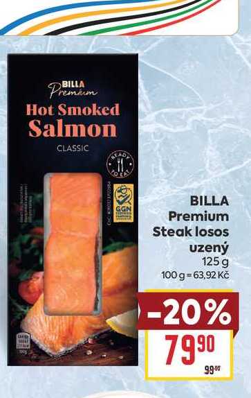 BILLA Premium Steak losos uzený 125 g 