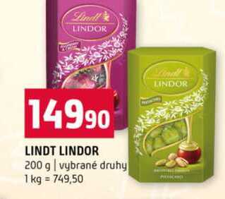 LINDT LINDOR 200 g vybrané druhy  