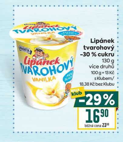 Lipánek tvarohový -30% cukru 130 g