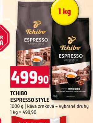 TCHIBO ESPRESSO STYLE 1000 g káva zrnková vybrané druhy 
