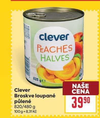 Broskve loupané půlené 820/480 g 