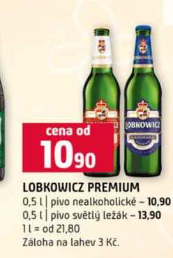 LOBKOWICZ PREMIUM 0,5l pivo nealkoholické 0,5l pivo světlý ležák