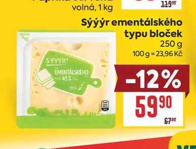 Sýýýr ementálského typu bloček 250 g