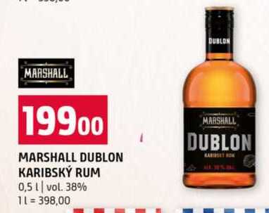 MARSHALL DUBLON KARIBSKÝ RUM 0,5l vol. 38%