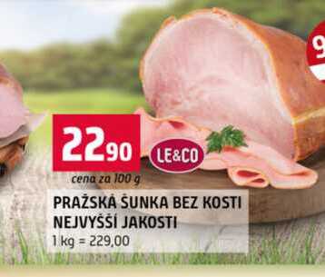 PRAŽSKÁ ŠUNKA BEZ KOSTI NEJVYŠŠÍ JAKOSTI 100g