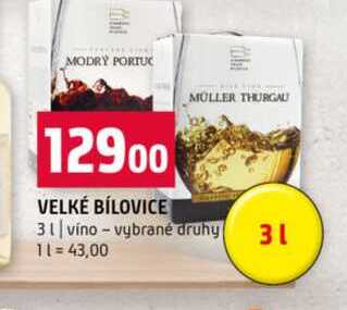 VELKÉ BÍLOVICE 3l vino vybrané druhy