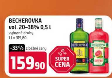 BECHEROVKA vol. 20-38% 0,5l vybrané druhy 