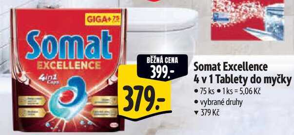 Somat Excellence 4 v 1 Tablety do myčky, 75 ks