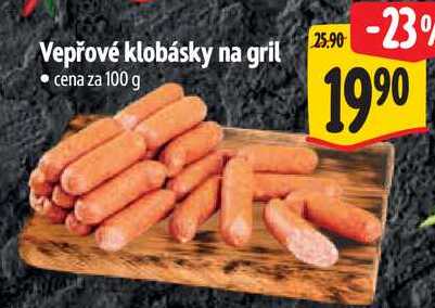 Vepřové klobásky na gril, cena za 100 g