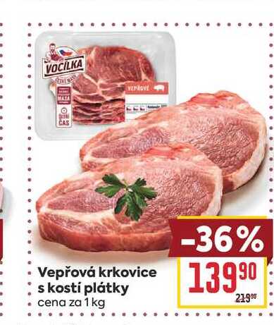 Vepřová krkovice s kostí plátky cena za 1 kg