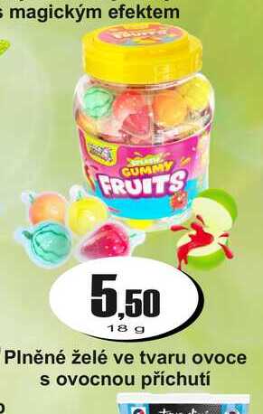 Plněné želé ve tvaru ovoce s ovocnou příchutí 18g