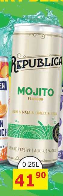 BOŽKOV REPUBLICA MOJITO 0,25L míchaný nápoj, plech
