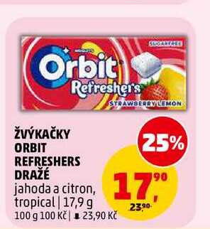 ŽVÝKAČKY ORBIT REFRESHERS DRAŽÉ, 17,9 g