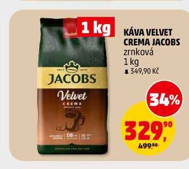KÁVA VELVET CREMA JACOBS zrnková, 1 kg