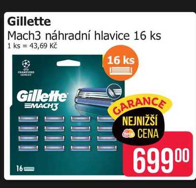 Gillette Mach3 náhradní hlavice 16 ks 