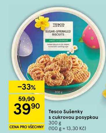 Tesco Sušenky s cukrovou posypkou, 300 g  