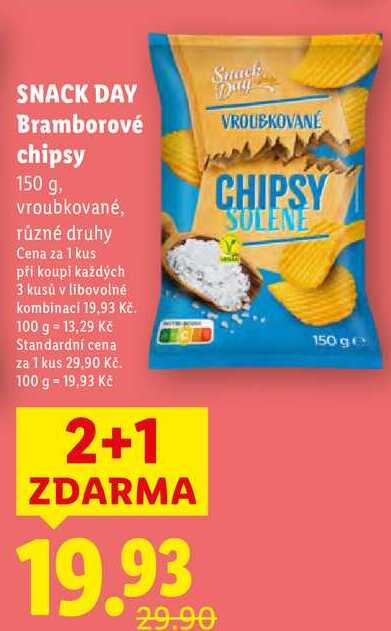 SNACK DAY Bramborové chipsy, 150 g