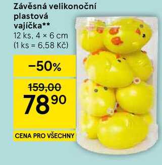 Závěsná velikonoční plastová vajíčka, 12 ks, 4 x 6 cm 