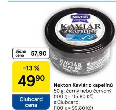 Nekton Kaviár z kapelínů, 50 g, černý nebo červený  