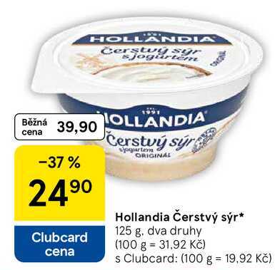 Hollandia Čerstvý sýr, 125 g, dva druhy 
