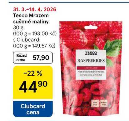 Tesco Mrazem sušené maliny, 30 g 