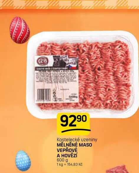 MĚLNĚNÉ MASO VEPŘOVÉ A HOVĚZÍ 600 g 