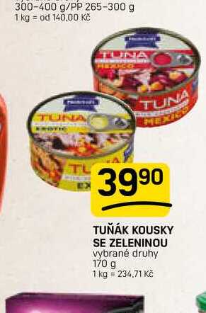 TUŇÁK KOUSKY SE ZELENINOU vybrané druhy 170 g