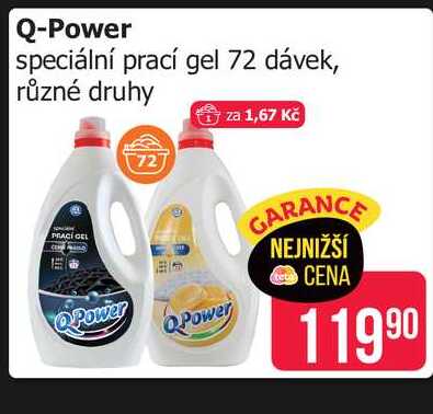 Q-Power speciální prací gel 72 dávek, různé druhy 
