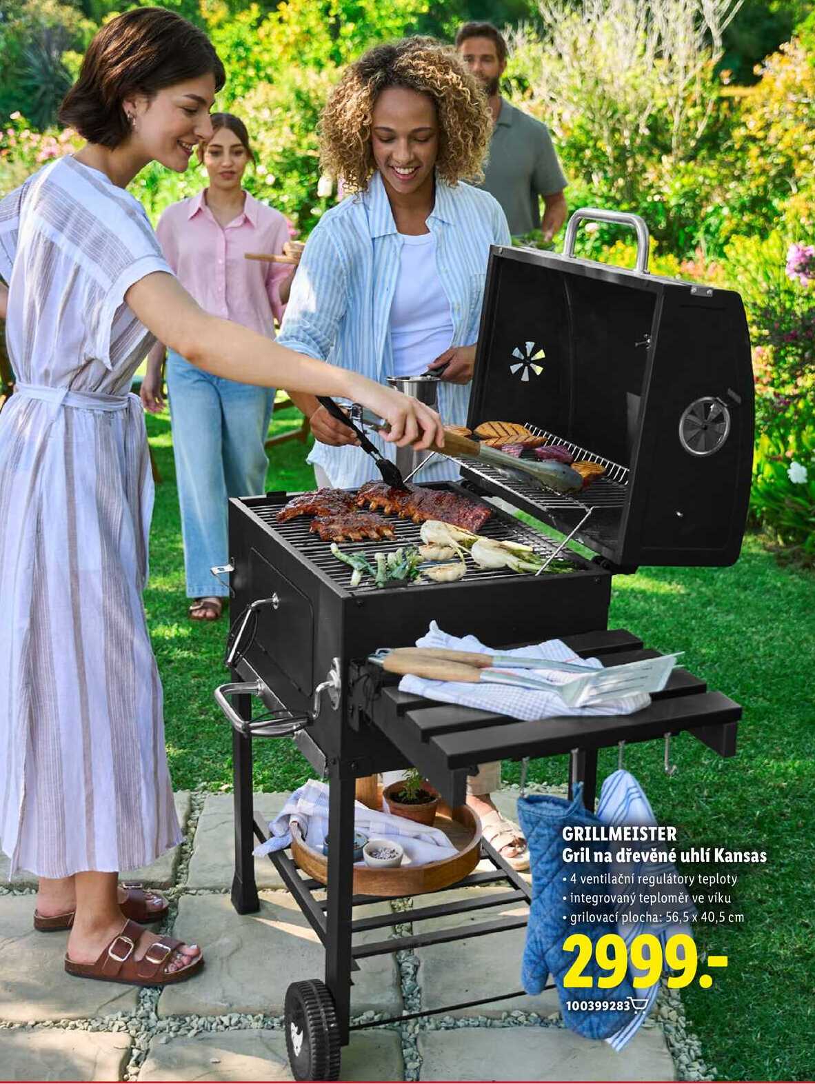 GRILLMEISTER Gril na dřevěné uhlí Kansas