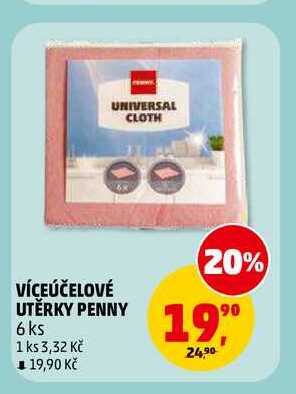 VÍCEÚČELOVÉ UTĚRKY PENNY, 6 ks 
