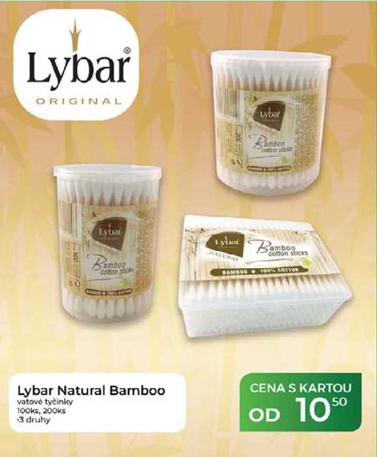 Lybar Natural Bamboo vatové tyčinky 100ks, 200ks