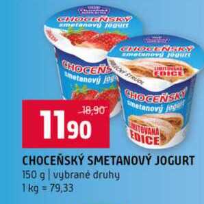 CHOCEŇSKÝ SMETANOVÝ JOGURT 150 g vybrané druhy