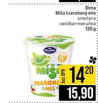Olma Miša tvarohový mls smetana vanilka+meruňka 130 g