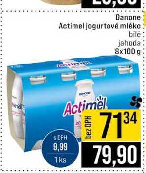 Danone Actimel jogurtové mléko bílé jahoda 8x100 g v akci
