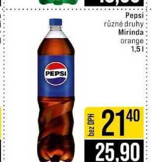 Pepsi různé druhy Mirinda orange 1,5l